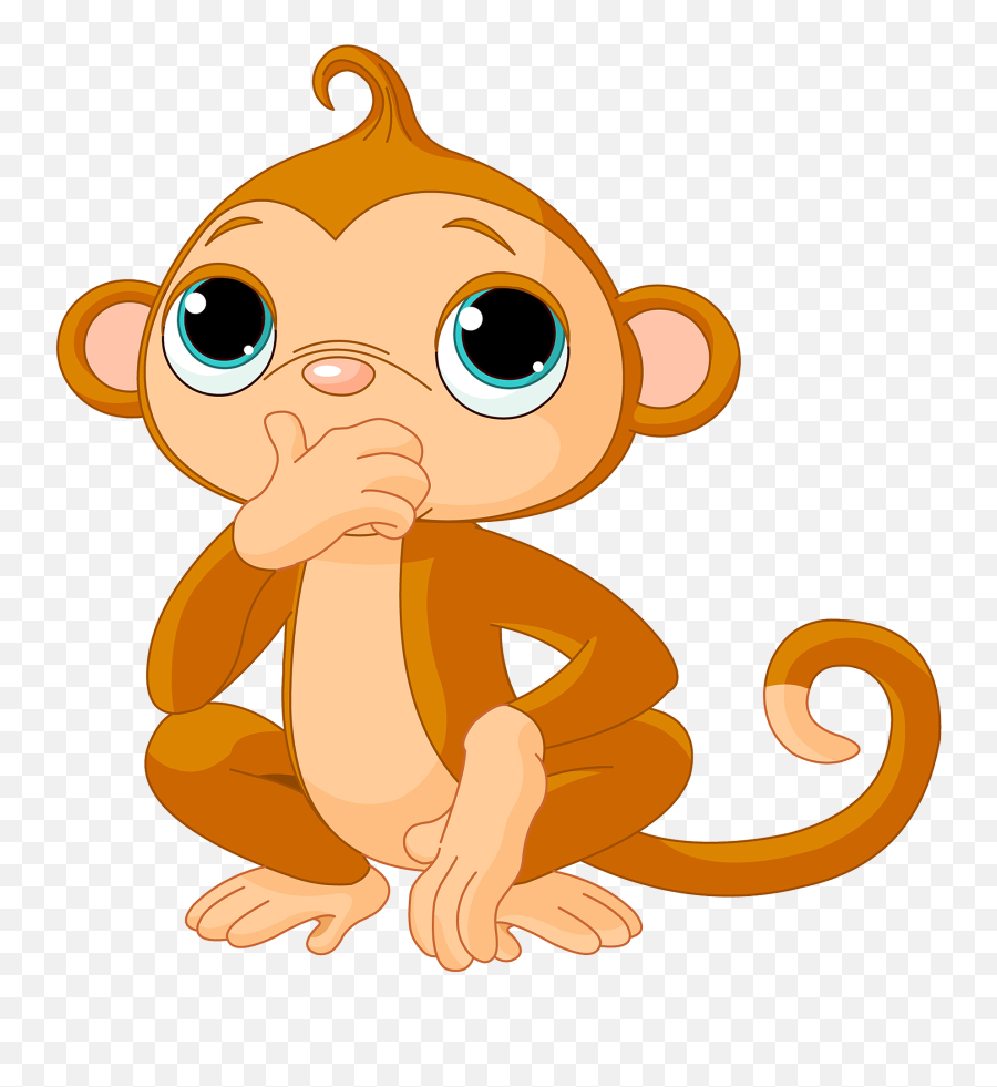 Drawing Free Content Clip Art Thinking Little - Cute Cartoon Baby Monkey Images Animated Emoji,Cute Clipart