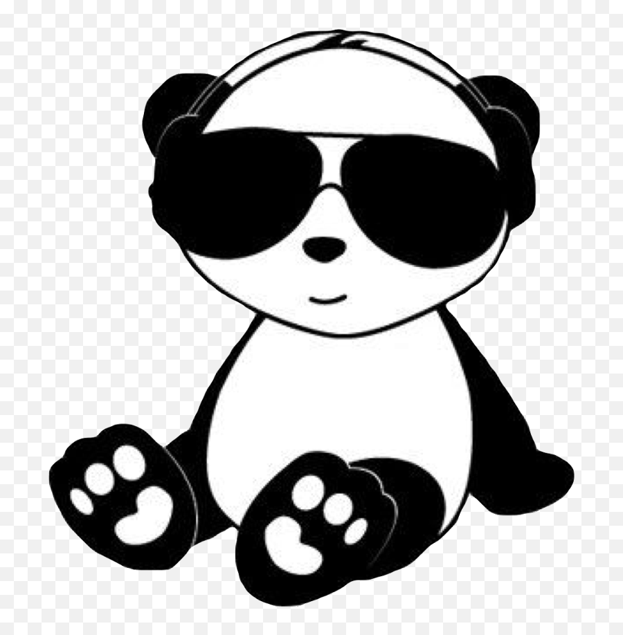 White Animal Bear Paw Clipart - Panda Clipart Black And White Outline Emoji,Chill Clipart