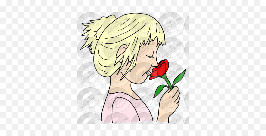 Smell A Rose Picture For Classroom - Outline Image Of Smelling Rose Emoji,Smell Clipart