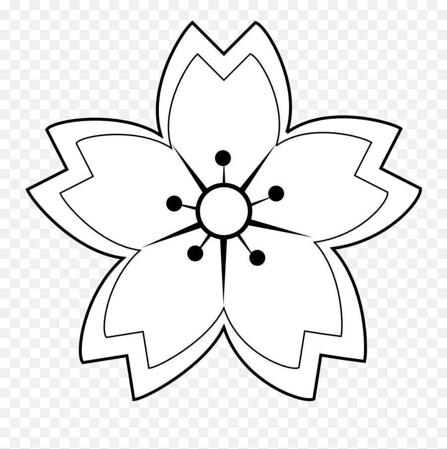 Black White Flower Tattoos - Sakura Flower Drawing Black And Emoji,Black And White Flower Png