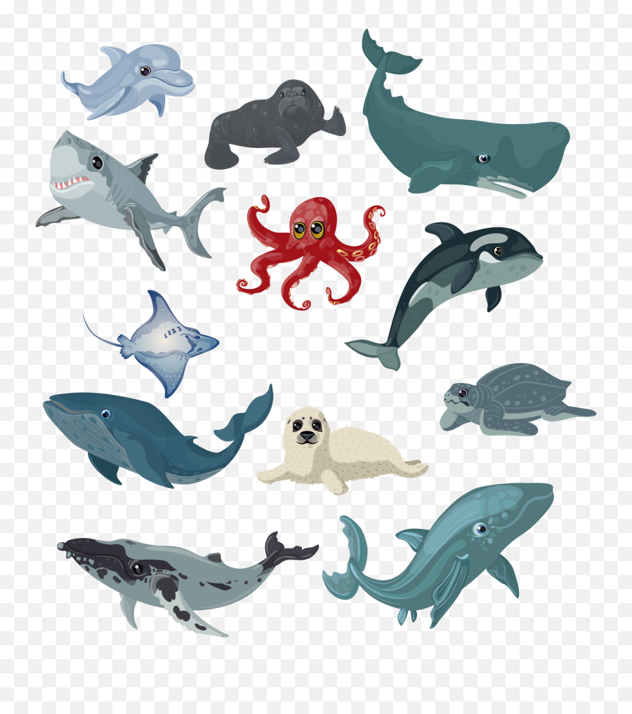 Whale Dolphin Shark Turtle Fish Sticker - Tenstickers Emoji,Whale Shark Clipart