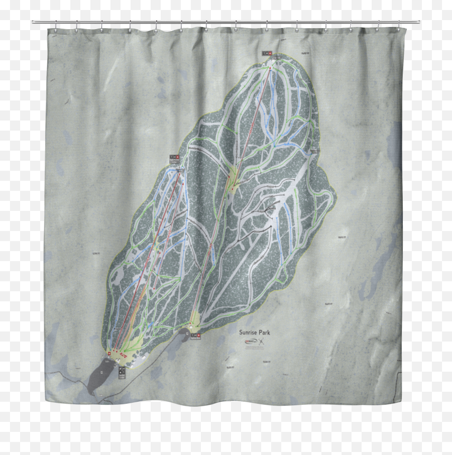 Sunrise Park Ski Trail Map Shower Curtain - Powderaddicts Emoji,Transparent Shower Curtain With Design