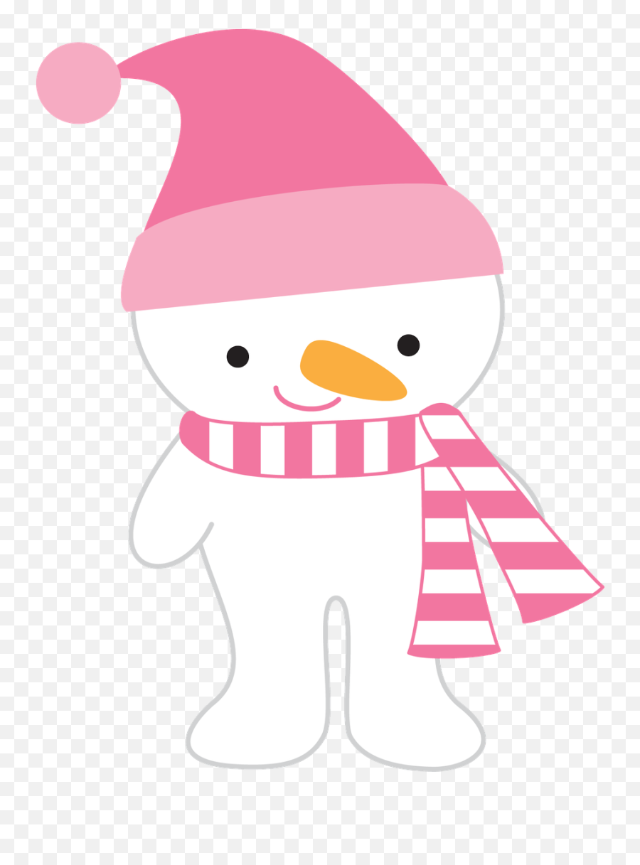 Winter Clipart Cute Snowman Snowmen Pink Hat - Png Pink Snowman Clipart Emoji,Snowmen Clipart