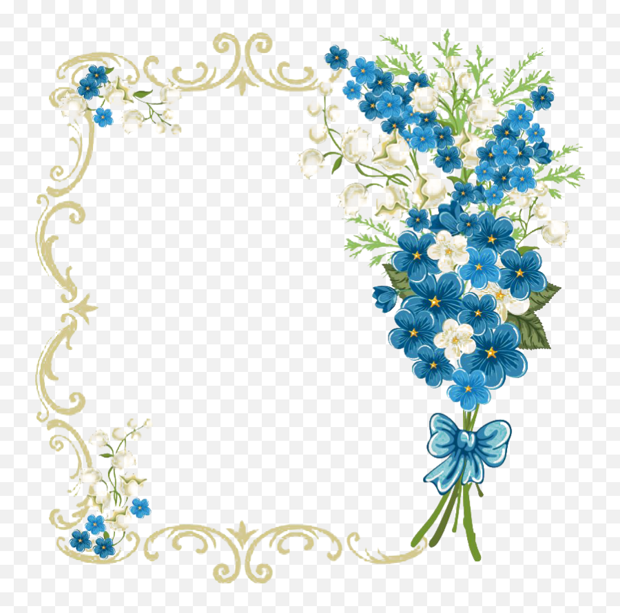 Vintage Floral Blue Frame Transparent Png All - Blue Wedding Invitation Background Hd Emoji,Vintage Png
