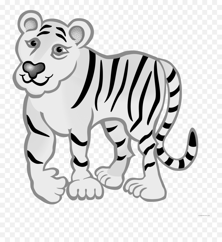 Tiger Animal Free Black White Clipart Images Clipartblack - Gambar Macan Hitam Putih Emoji,Tiger Clipart Black And White