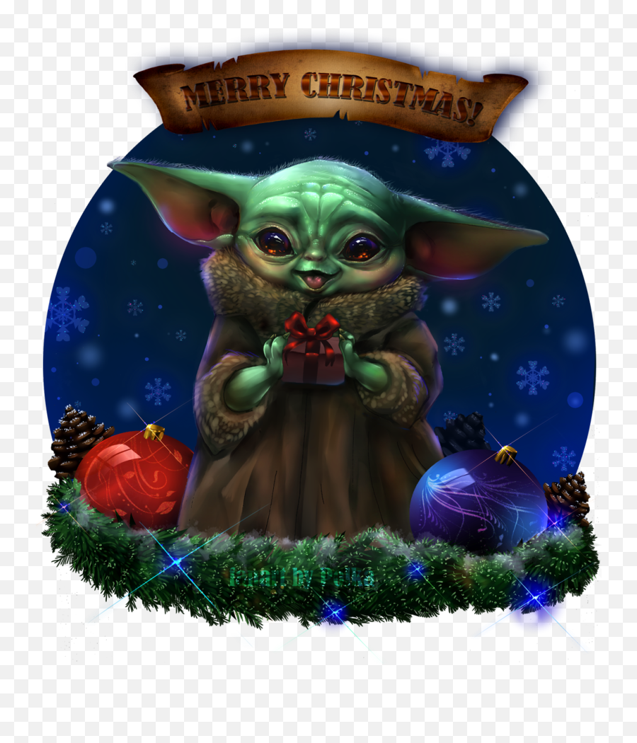 Baby Yoda Christmas Art By Blackkitty - Fur Affinity Dot Net Yoda Emoji,Baby Yoda Png