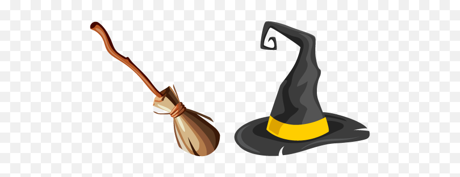 Witch Broom And Hat Cursor - Witch Hat And Broom Emoji,Witch Hat Png