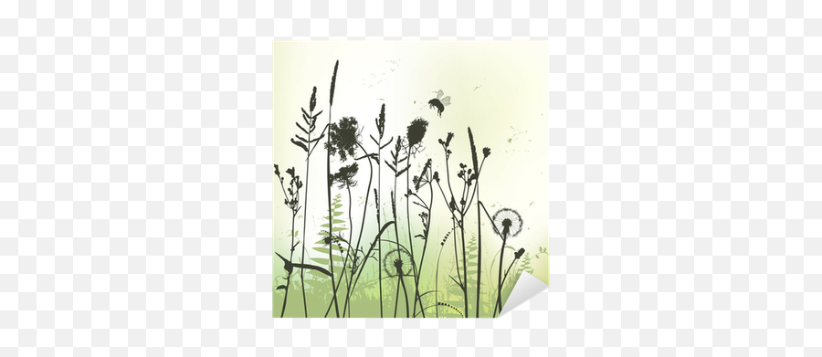 Real Grass Silhouette With Bumblebee - Vector Sticker Emoji,Grass Silhouette Transparent