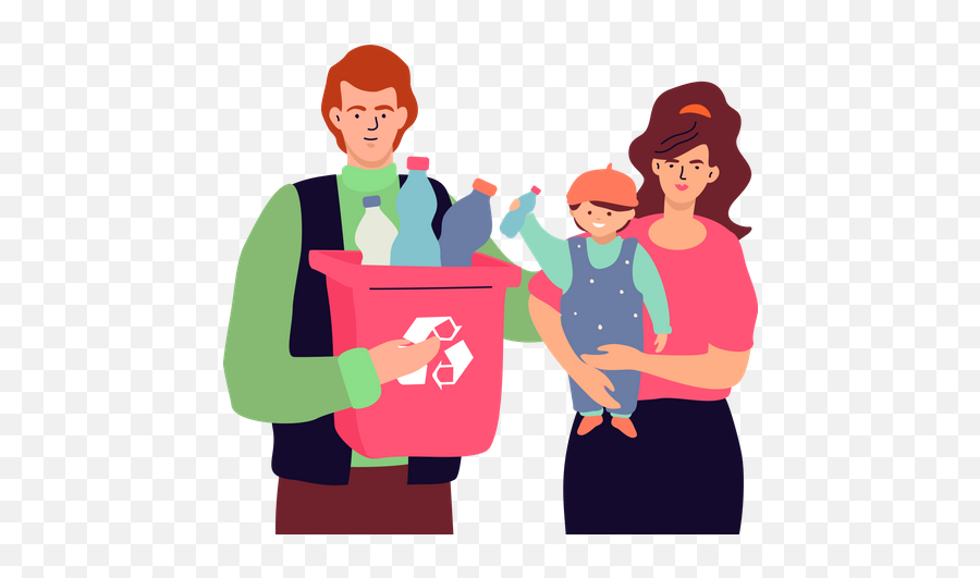 Best Premium Family Holding Recycle Bin Illustration Emoji,Recycle Bins Clipart
