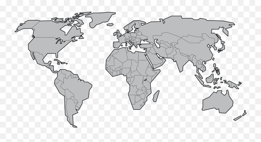World Map Png - World Map With Borders Transparent Emoji,World Transparent Background