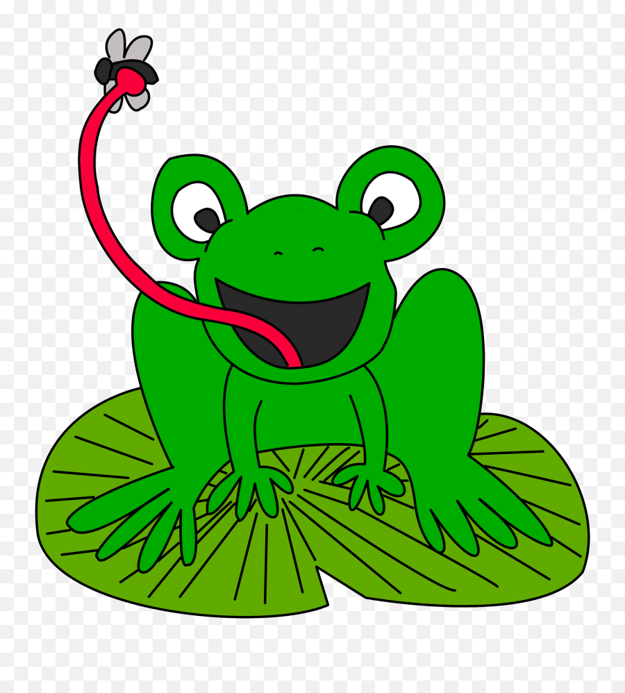 Cartoon Frog Catching Flies Clipart - Frog Fly Clipart Emoji,Fly Clipart
