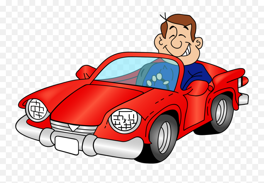 Cartoon Car With A Driver Png Clipart - Driving Car Cartoon Png Emoji,Driving Clipart