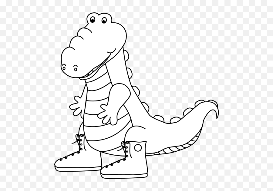 Alligator Black And White Black And White Alligator Wearing - Cartoon Sneakers Animals Clipart Emoji,Alligator Clipart