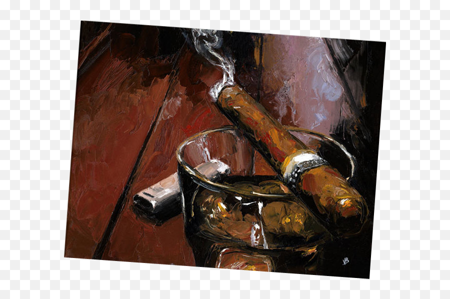 Cigar Smoke - Cigar And Whisky Painting Emoji,Cigar Transparent