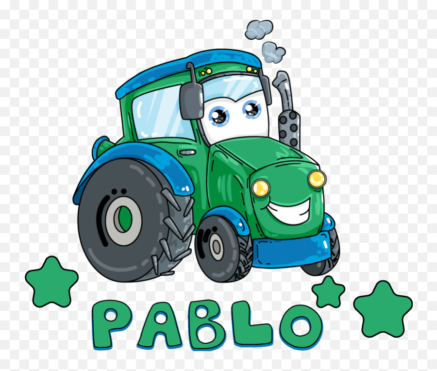 Cartoon Tractor With Name Custom Sticker Emoji,Tractor Clipart Free