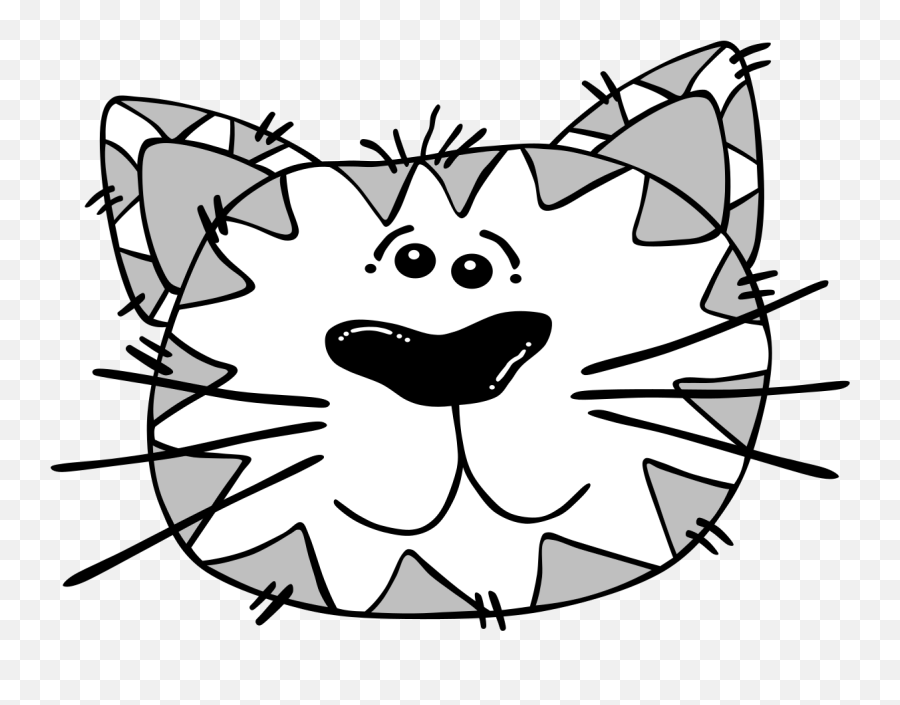 Grey And White Cat Face Svg Vector Grey And White Cat Face - Cartoon Cat Outline Emoji,Cat Face Clipart