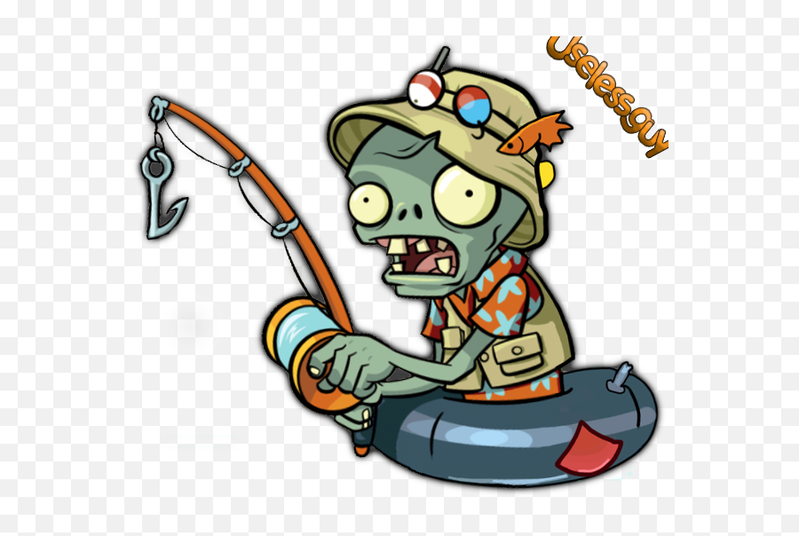 The Fisherman Zombie Wears A Light Green Colored Hat Clipart - Plante Vs Zombie Zombie 2 Emoji,Fisherman Clipart