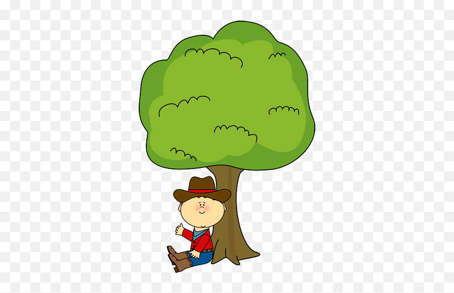 Cowboy Sitting Under A Tree Clip Art - Below Clipart Emoji,Sitting Clipart