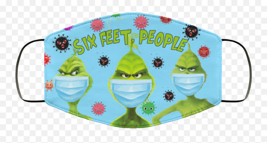 Grinch Six Feet People Face Mask - Grinch Six Feet Peaple Emoji,Grinch Face Png