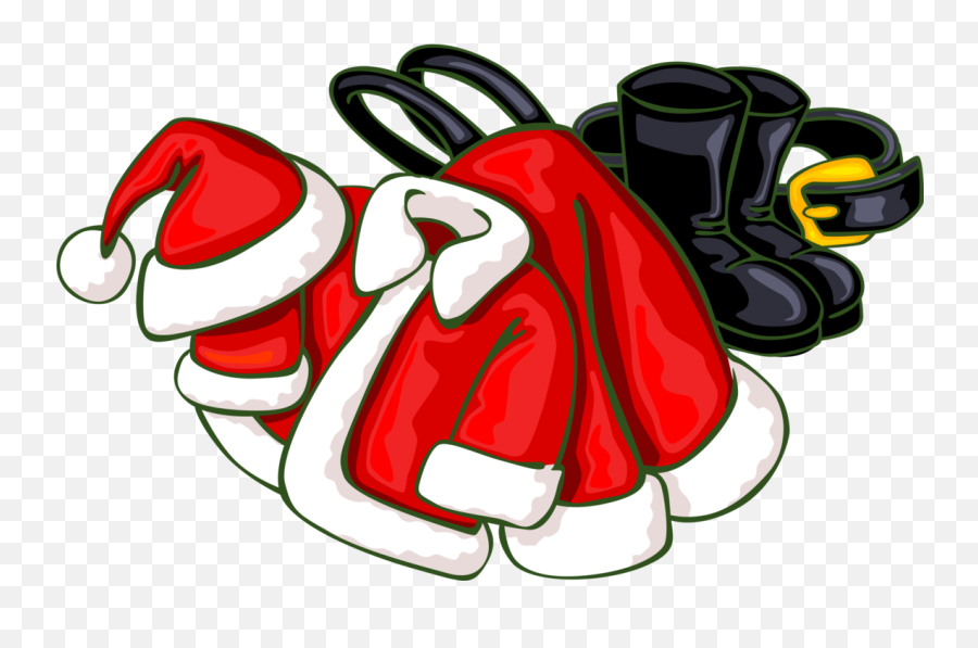 Vector Illustration Of Santa Claus Suits Boots And - Santa Emoji,Suits Clipart
