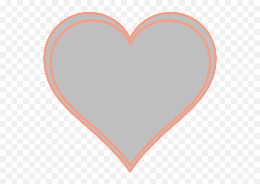 Double Outline Heart Peach With Grey Clip Art At Clkercom Emoji,Heart Scroll Clipart