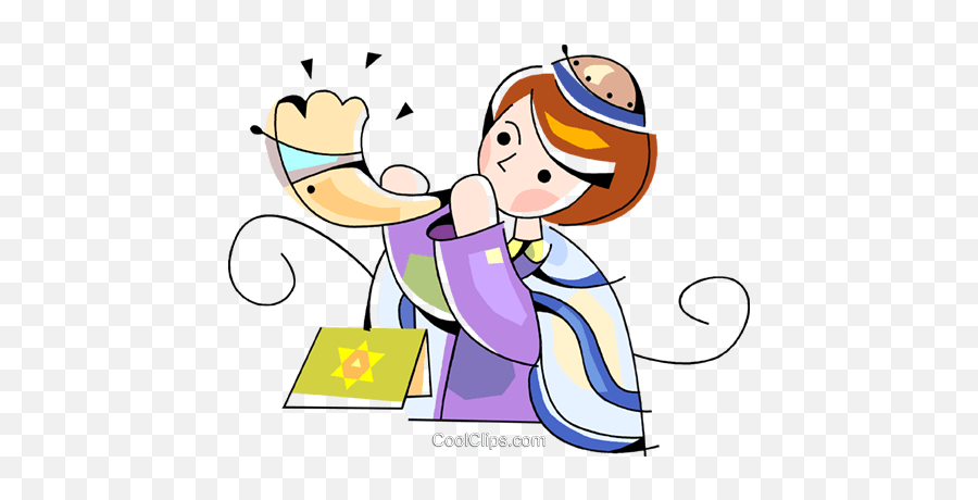 Jewish Faith Royalty Free Vector Clip - Shofar Blowing Kids Cartoon Emoji,Faith Clipart