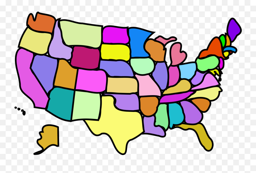 Us States Clipart - Us Map Cartoon Transparent Emoji,Usa Clipart