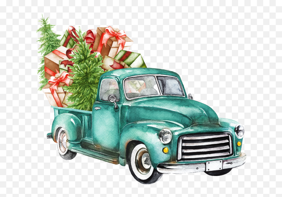 25 Printing Ideas Christmas Art Christmas Paintings - Christmas Truck Free Png Emoji,Old Truck Clipart