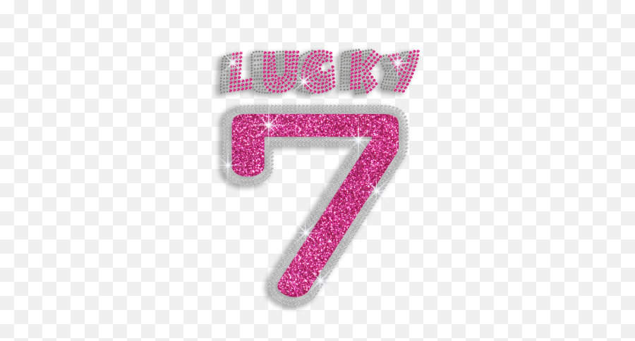Pretty Lucky Number 7 Iron - On Glitter Rhinestone Transfer Dot Emoji,Pink Glitter Png