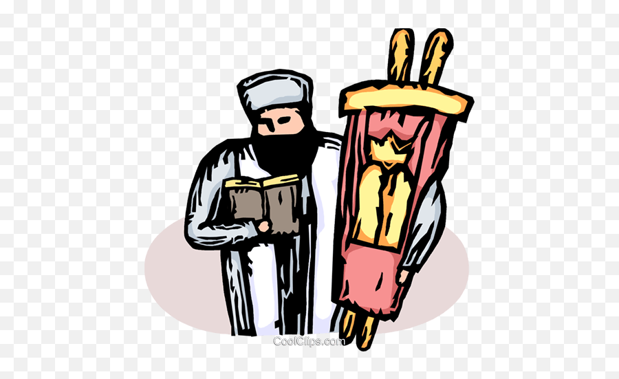 Rabbi With The Torah Royalty Free - Standing Around Emoji,Torah Clipart