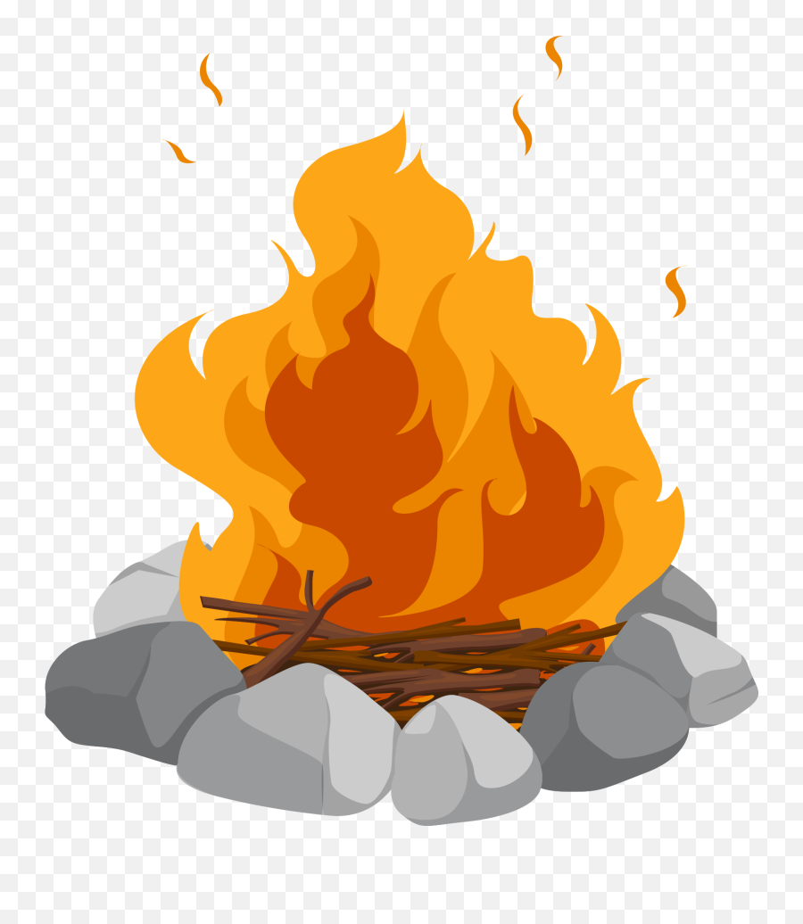 Fire On Stone Bonfire Clipart Png - Bonfire Clipart Png Emoji,Fire Clipart