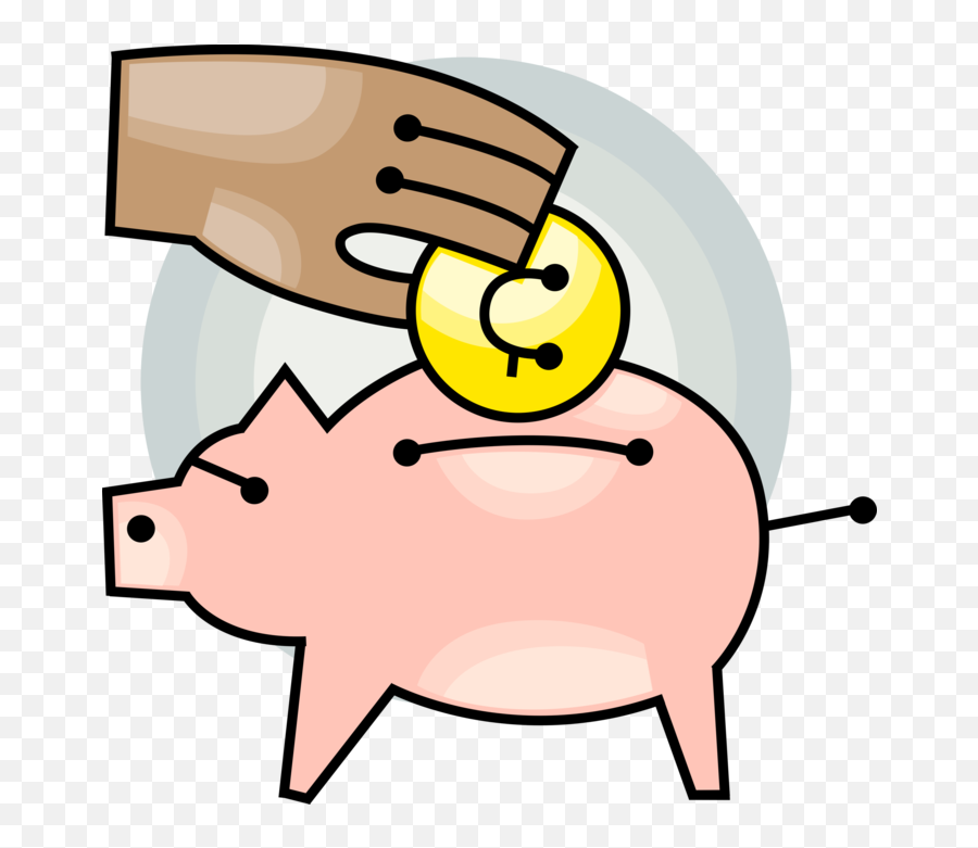 Hand Deposits Coin In Savings Piggy Bank - Vector Image Emoji,Piggy Bank Transparent Background