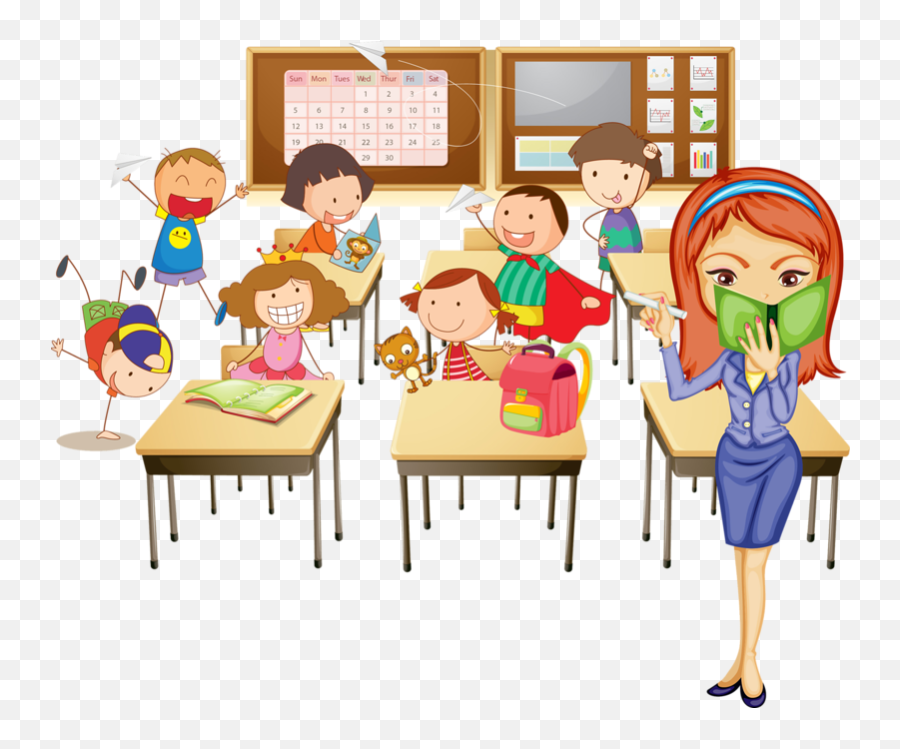 Download Hd Location Clipart School Room - Crazy Students In Nursery Class Room Cartoon Emoji,Location Clipart