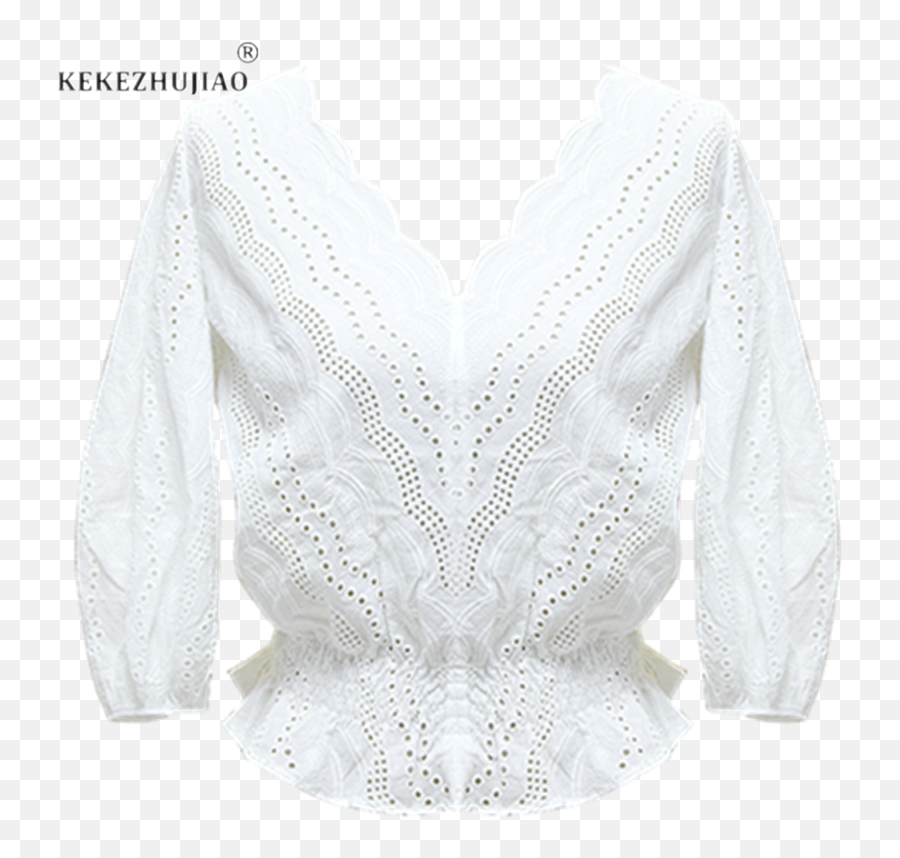 2018white Hollow Out Women Cotton Tops Embroidery Loose Wave Emoji,White Lace Png