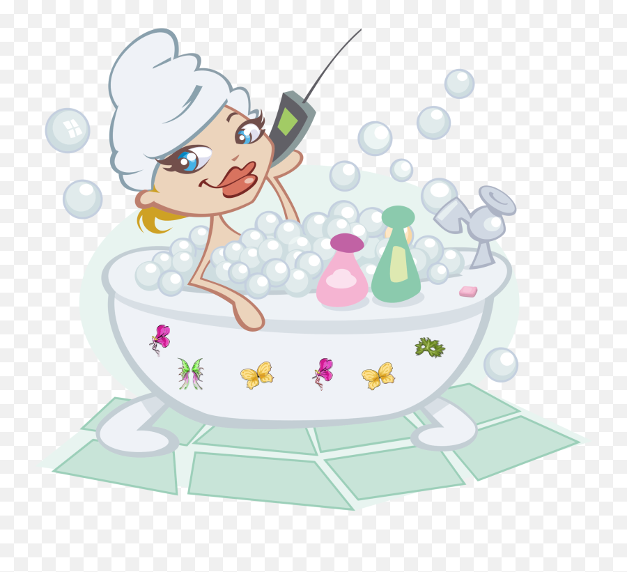Free Bubble Bath Cliparts Download - Lady In Bath Tub Cartoon Emoji,Bathtub Clipart