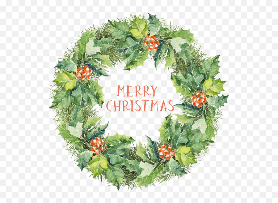 Christmas Watercolor Stickers By Dmitry Mashkin Emoji,Watercolor Wreath Clipart