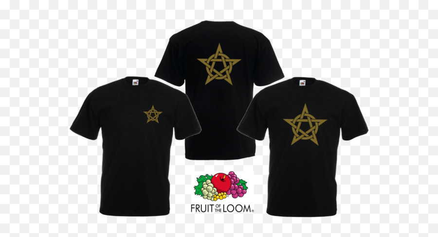 Celtic Pentagram Pentangle Custom Printed Fruit Of The Loom - Red Blank T Shirt Png Emoji,Fruit Of Loom Logo