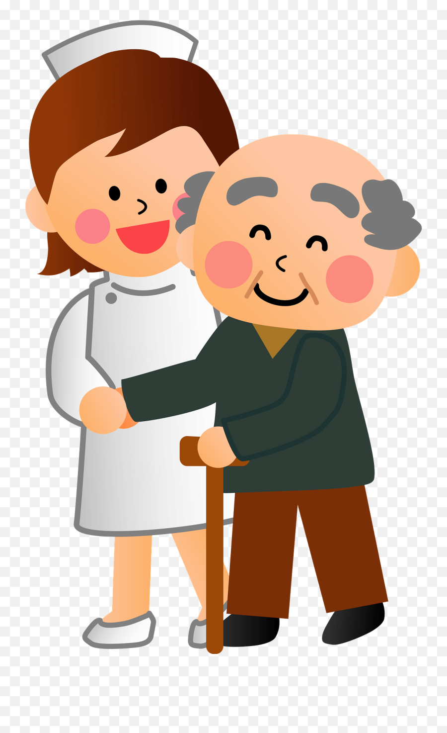 Old Man Is Walking With His Nurse Clipart Free Download Emoji,Nurse Clipart