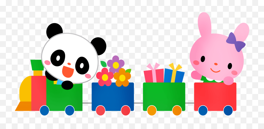 Panda And Bunny On The Train Clipart Free Download Emoji,Baby Panda Clipart