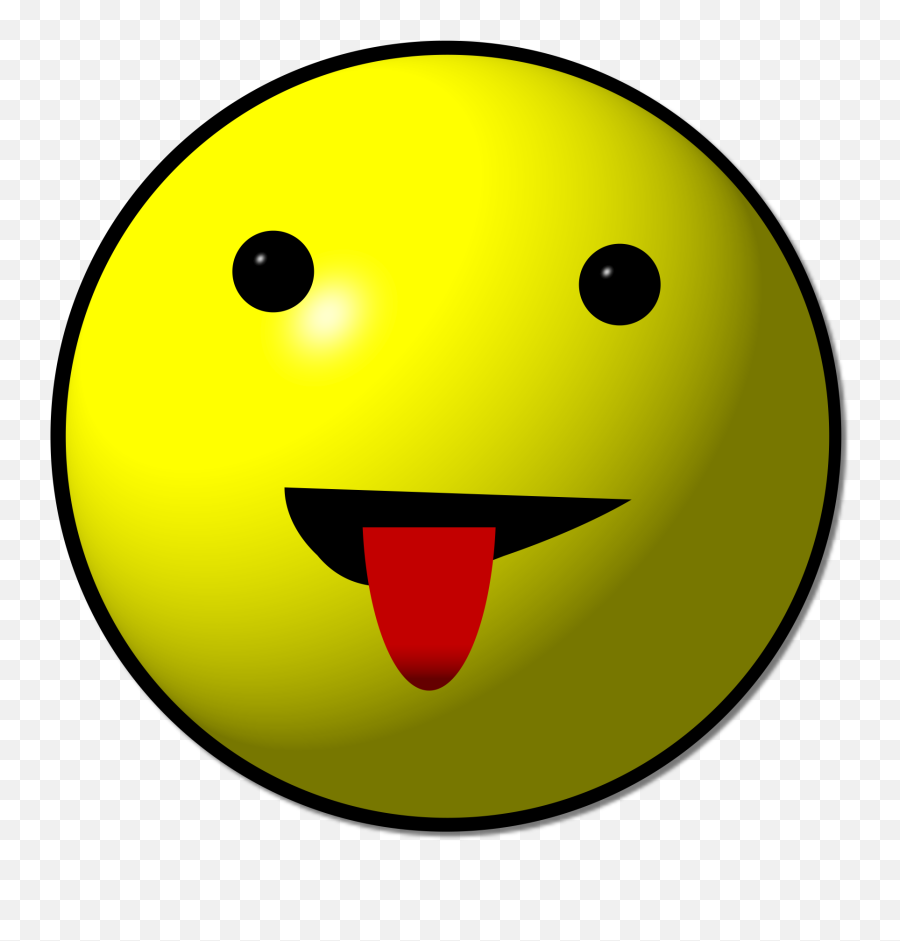 Yellow Smiley Face With A Red Tongue - Wide Grin Emoji,Smiley Face Logo