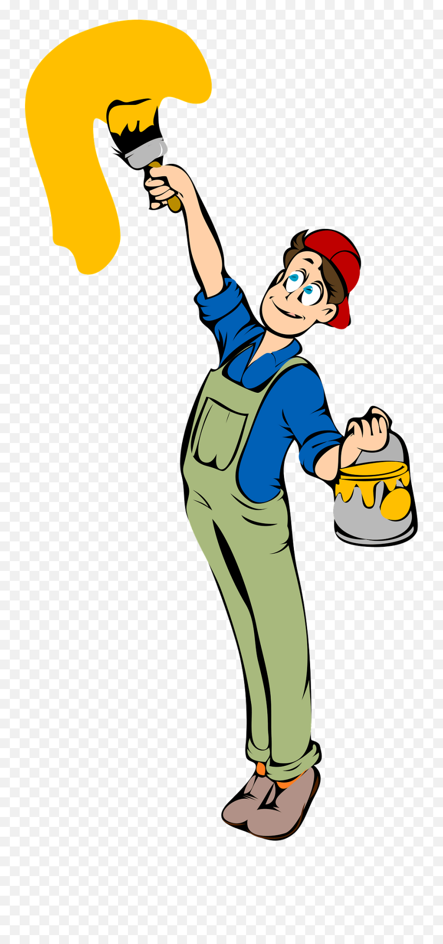 Man Painting Out Of A Bucket Clipart - Man Painting Clipart Emoji,Painting Clipart