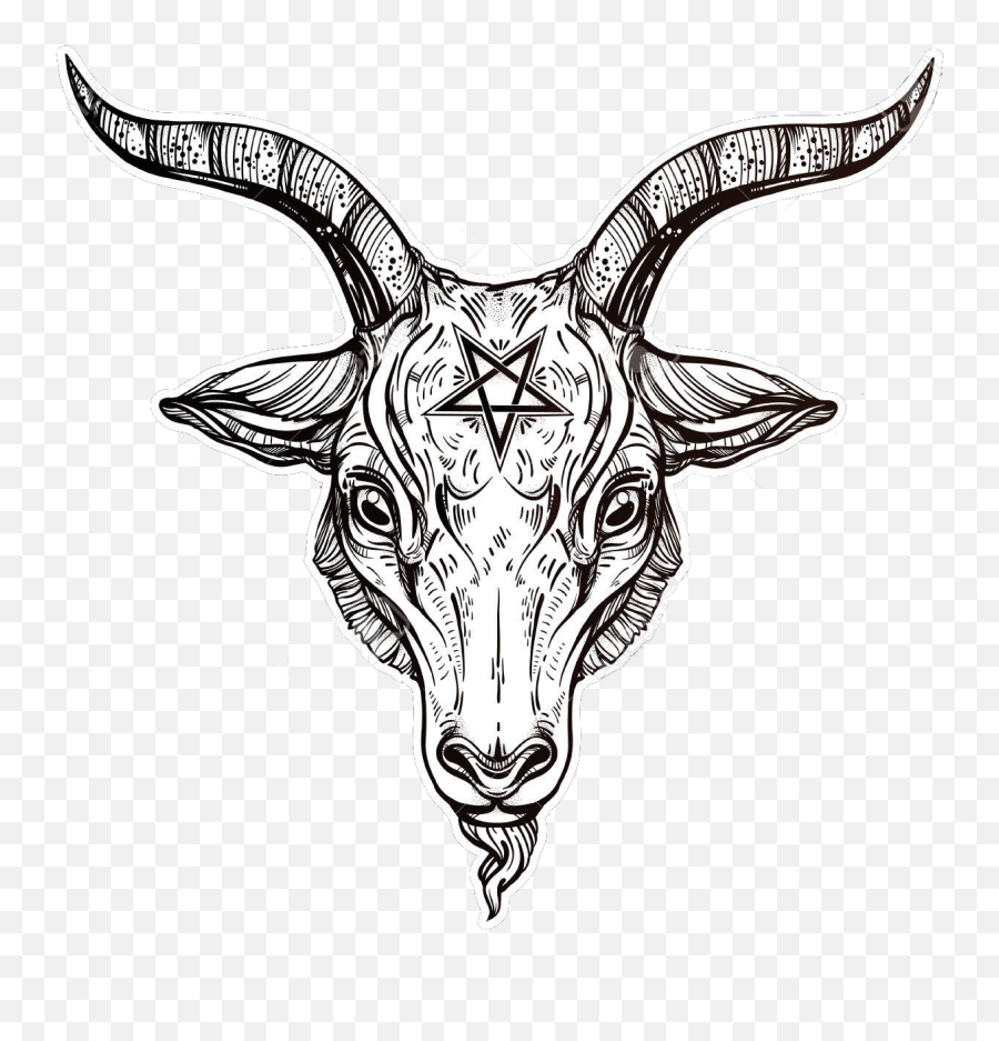 Download 69137579 Pentagram With Demon Baphomet Satanic Goat Emoji,Goat Horns Png