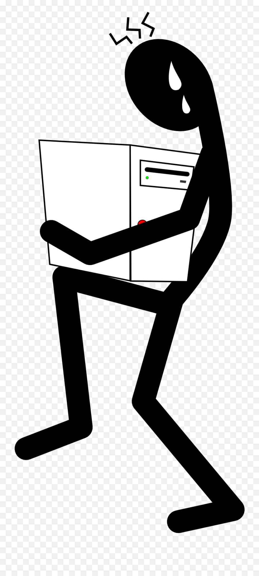 Clipart Of The Stickman Carries A Heavy Computer Free Image Emoji,Pc Clipart