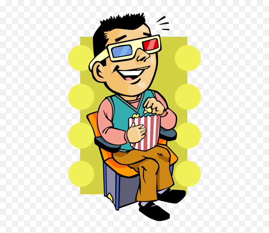 Vector Illustration Of Movie Fan Watches Theatre Or - Clipart Watch The Movie Emoji,Movie Theater Clipart