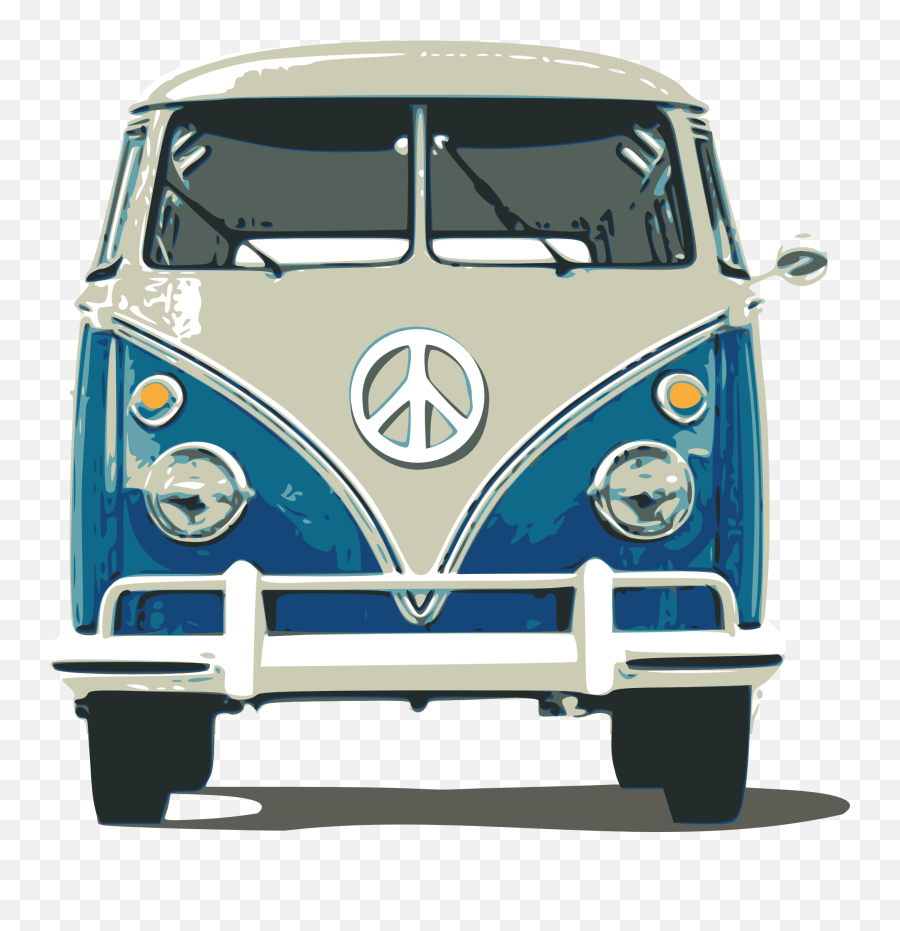 Vintage Volkswagen Bus With Hippie Logo - Vw Bus Emoji,Vw Logo