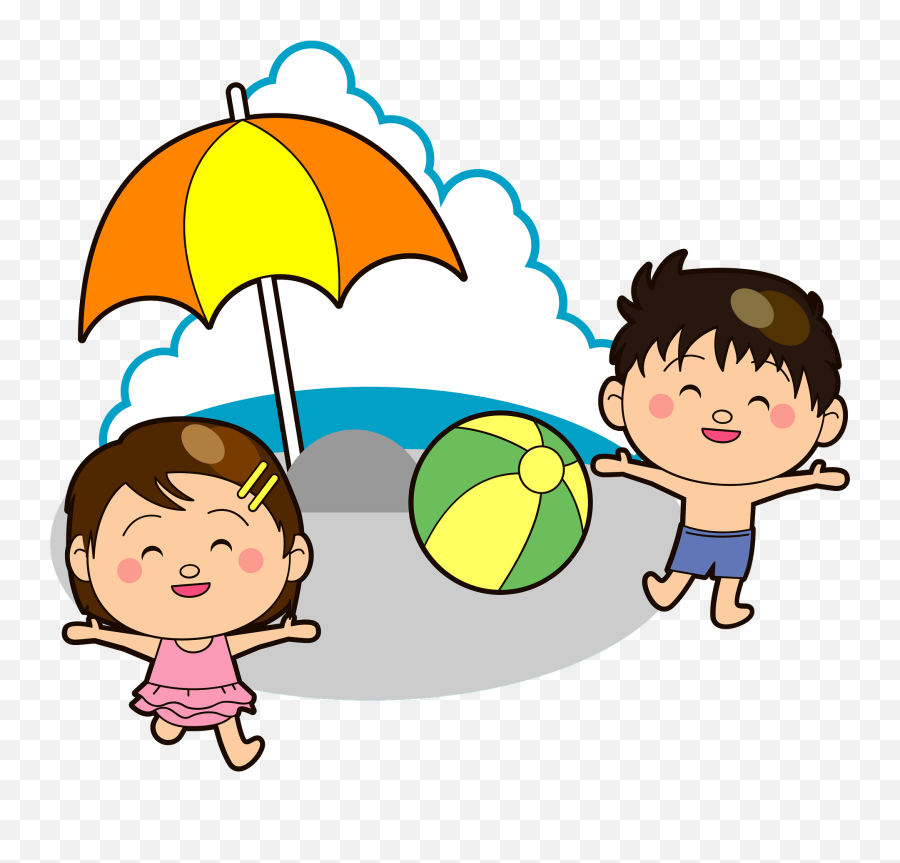 Playing With A Beach Ball Clipart - Beach Ball Kid Clipart Emoji,Beach Clipart