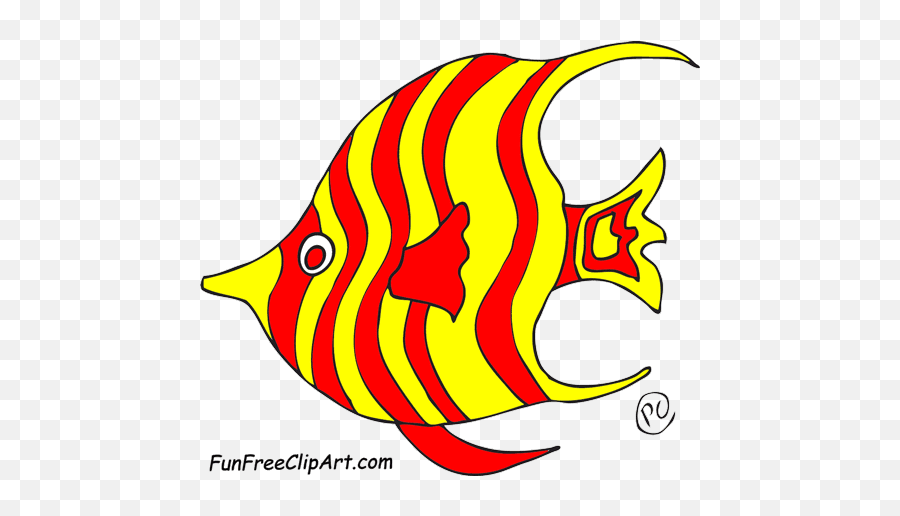 Colorful Angel Fish - Red And Yellow Fish Clpart Emoji,Angelfish Clipart