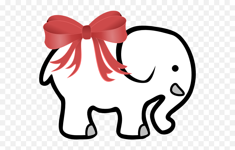 White Elephant With Red Bow Clip Art At Clkercom - Vector White Elephant Gift Exchange Emoji,Gifts Clipart