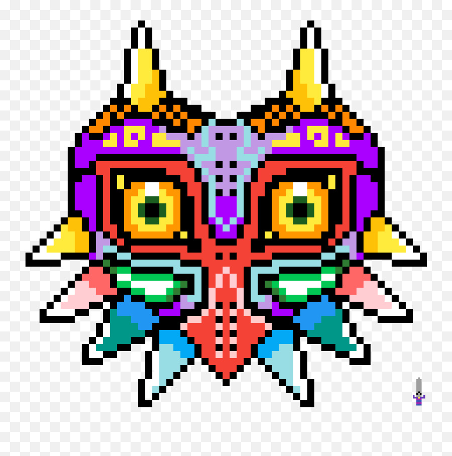 Pixilart - Majorau0027s Mask From The Legend Of Zelda Majorau0027s Pixel Art Mask Emoji,Majora's Mask Png