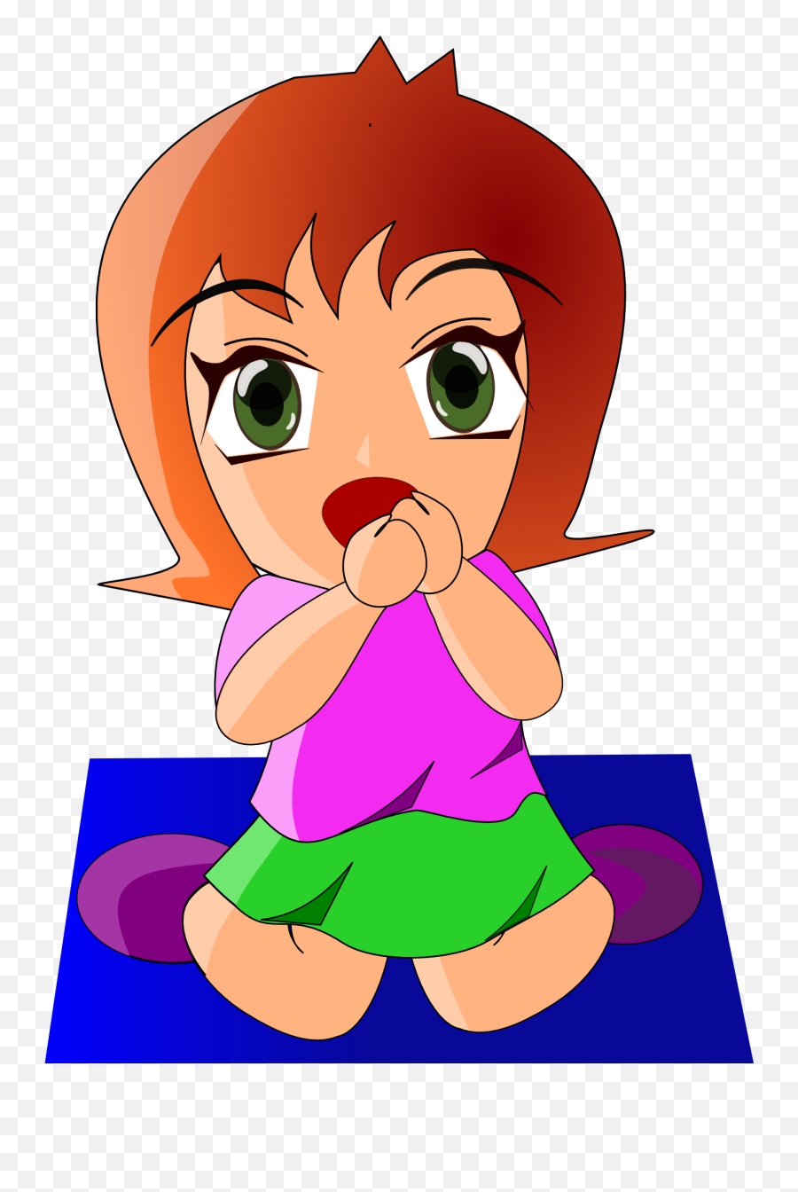 Colorful Clipart Of Happy Kid Kneeling - Desenho Menina Com Medo Emoji,Happiness Clipart